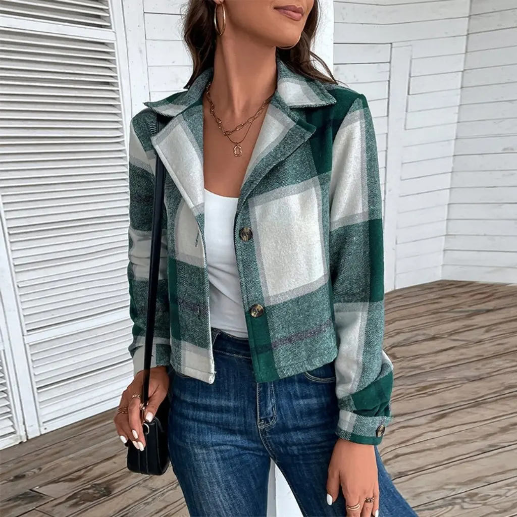 Women's Short Plaid Cardigan Retro Lapel Jacket Autumn Winter European American Style Popular Clothing by Amazon Cross-Border
Women's Short Plaid Cardigan Retro Lapel Jacket Autumn Winter European American Style Popular Clothing by Amazon Cross-Border