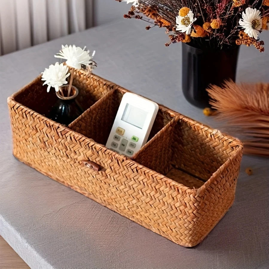 Partitioned Storage Box, Handcrafted Woven Storage Basket, Rectangular Vintage Shelf, for Home Organization Storage Containers
Partitioned Storage Box, Handcrafted Woven Storage Basket, Rectangular Vintage Shelf, for Home Organization Storage Containers