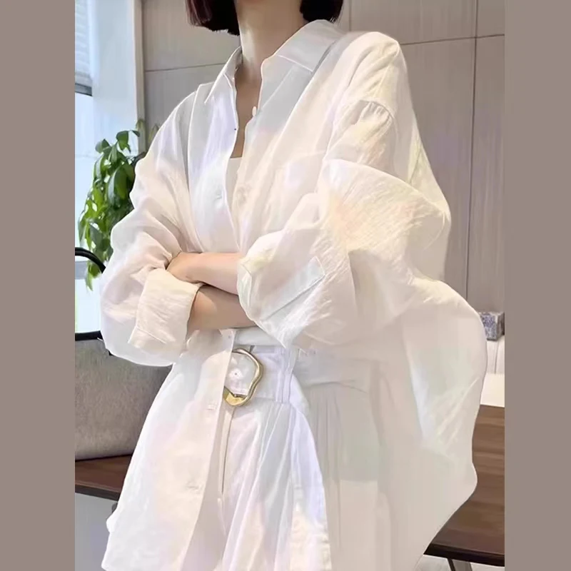 White French Sunscreen Shirt Loose Casual Thin Coat Top Spring Autumn Summer for Women
White French Sunscreen Shirt Loose Casual Thin Coat Top Spring Autumn Summer for Women