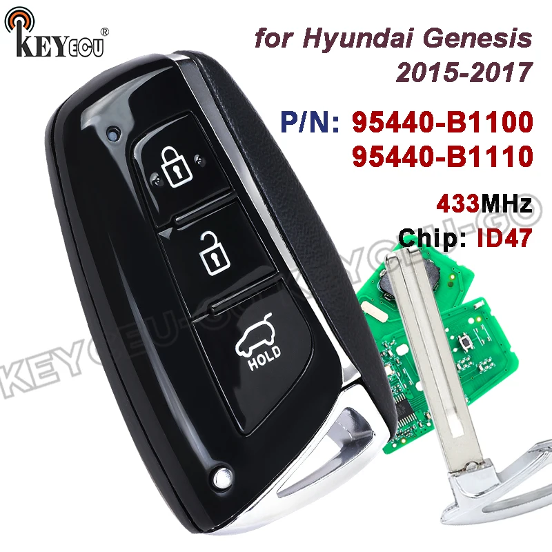 KEYECU 433MHz ID47 Chip P/N: 95440-B1110 / 95440-B1100 FCC ID: SVI-DHFGE03 for Hyundai Genesis 2015-2017 Smart Remote Key Fob
KEYECU 433MHz ID47 Chip P/N: 95440-B1110 / 95440-B1100 FCC ID: SVI-DHFGE03 for Hyundai Genesis 2015-2017 Smart Remote Key Fob