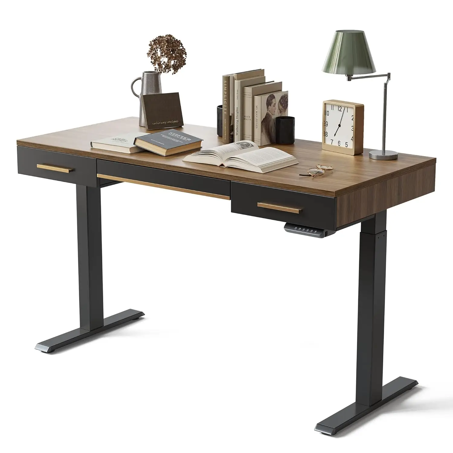Mid Century Modern Standing Desk with 3 Drawers, 55 x 26 Inches Whole-Piece Sit Stand Up Desk for Home Office,, Customized
Mid Century Modern Standing Desk with 3 Drawers, 55 x 26 Inches Whole-Piece Sit Stand Up Desk for Home Office,, Customized