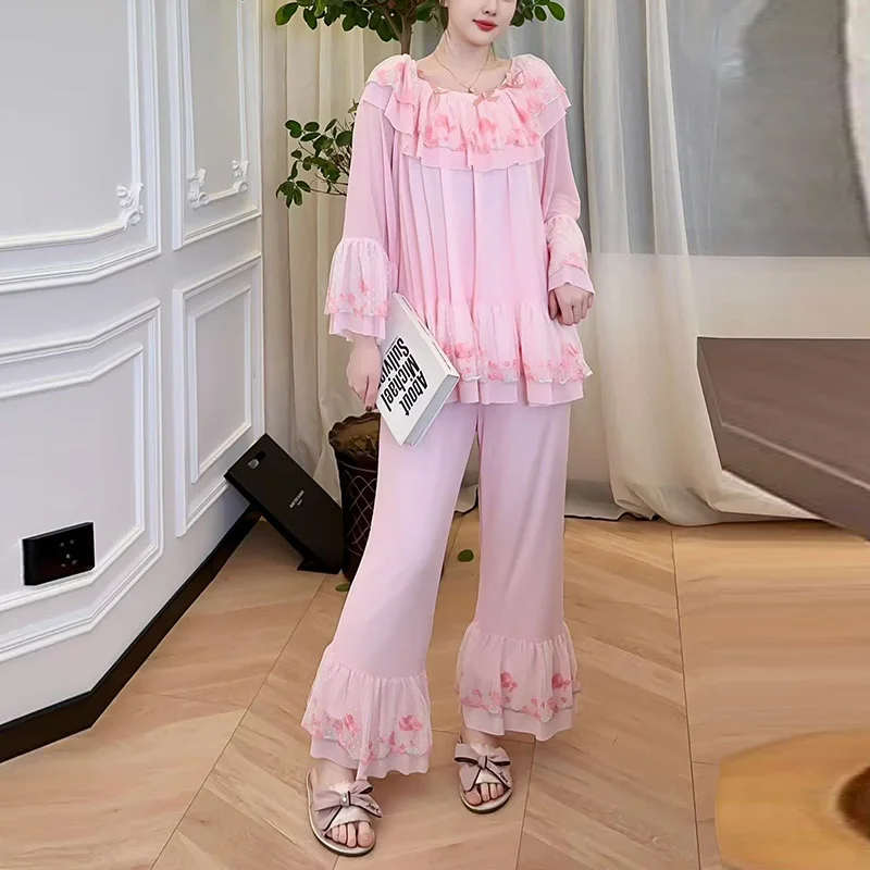 2025 Japanese Korean cute Summer Pink 3XL Modal Mesh Long sleeved Pants Set Princess Style Home Pajama set for home wear
2025 Japanese Korean cute Summer Pink 3XL Modal Mesh Long sleeved Pants Set Princess Style Home Pajama set for home wear
