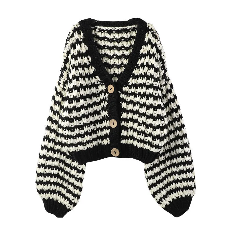 Осенне-зимний свободный женский кардиган с V-образным вырезом, вязаный свитер-пальто или брюки, удобный, в стиле ретро, в полоску
Осенне-зимний свободный женский кардиган с V-образным вырезом, вязаный свитер-пальто или брюки, удобный, в стиле ретро, в полоску