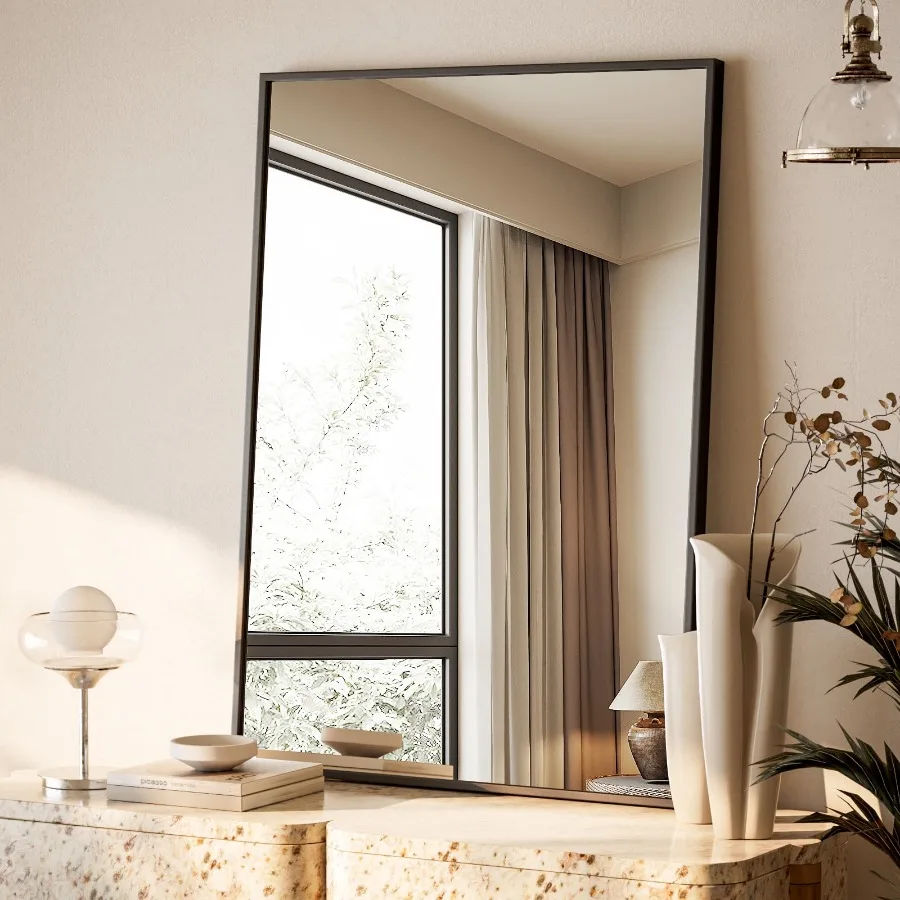36"x24" Rectangular Bathroom Mirror Decorative Wall Mounted Vanity Mirror Black
36"x24" Rectangular Bathroom Mirror Decorative Wall Mounted Vanity Mirror Black