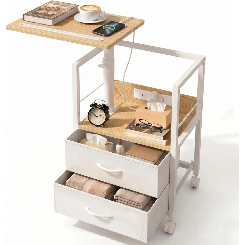 White Oak Swivel Nightstand with Charging Station, Rolling Table for Small Spaces, Bedroom, or Living Room
White Oak Swivel Nightstand with Charging Station, Rolling Table for Small Spaces, Bedroom, or Living Room