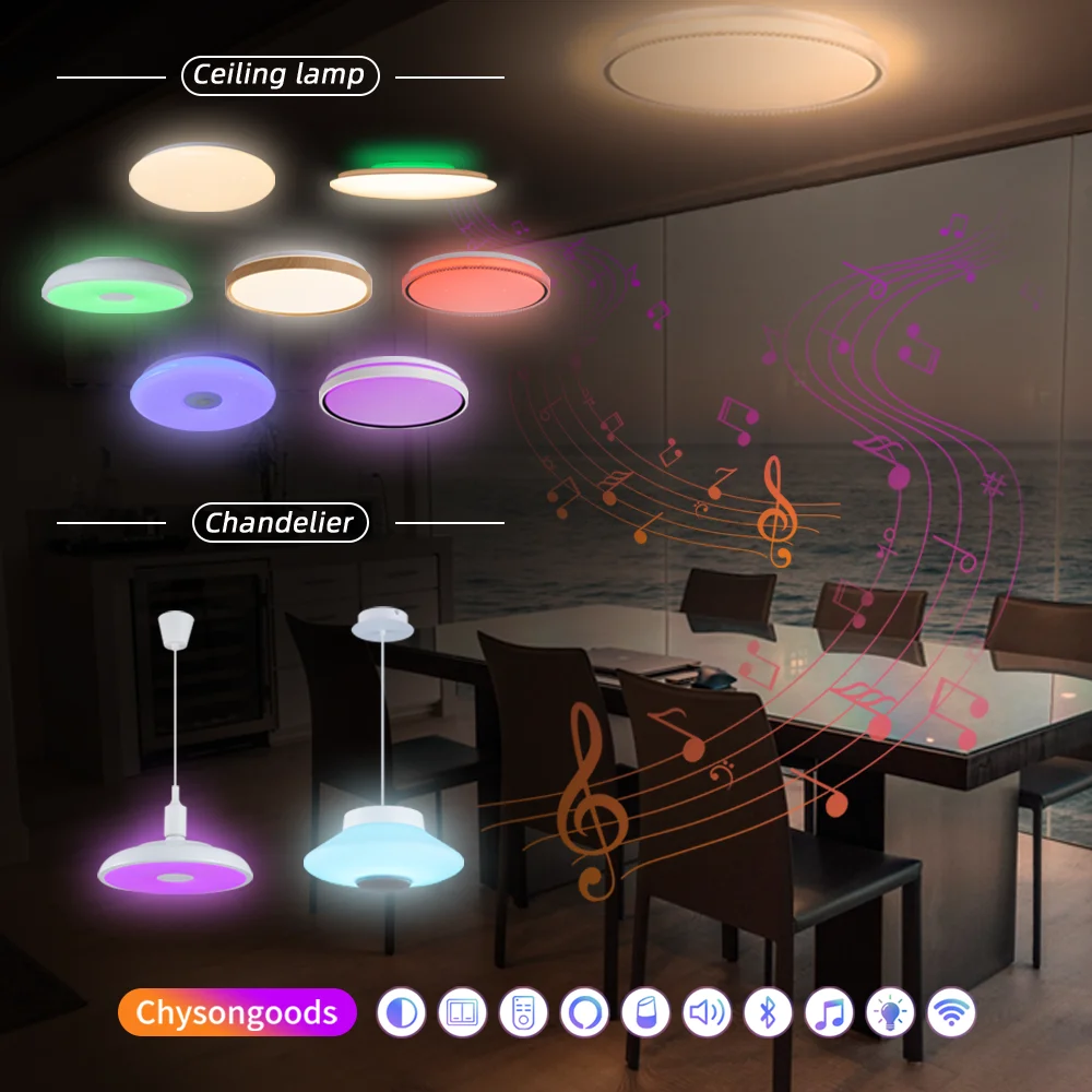 Chysongoods Modern LED Ceiling Light With Bluetooth Speaker APP Voice Control Color Change RGB Ceiling Lamp For Home Appliance
Chysongoods Modern LED Ceiling Light With Bluetooth Speaker APP Voice Control Color Change RGB Ceiling Lamp For Home Appliance