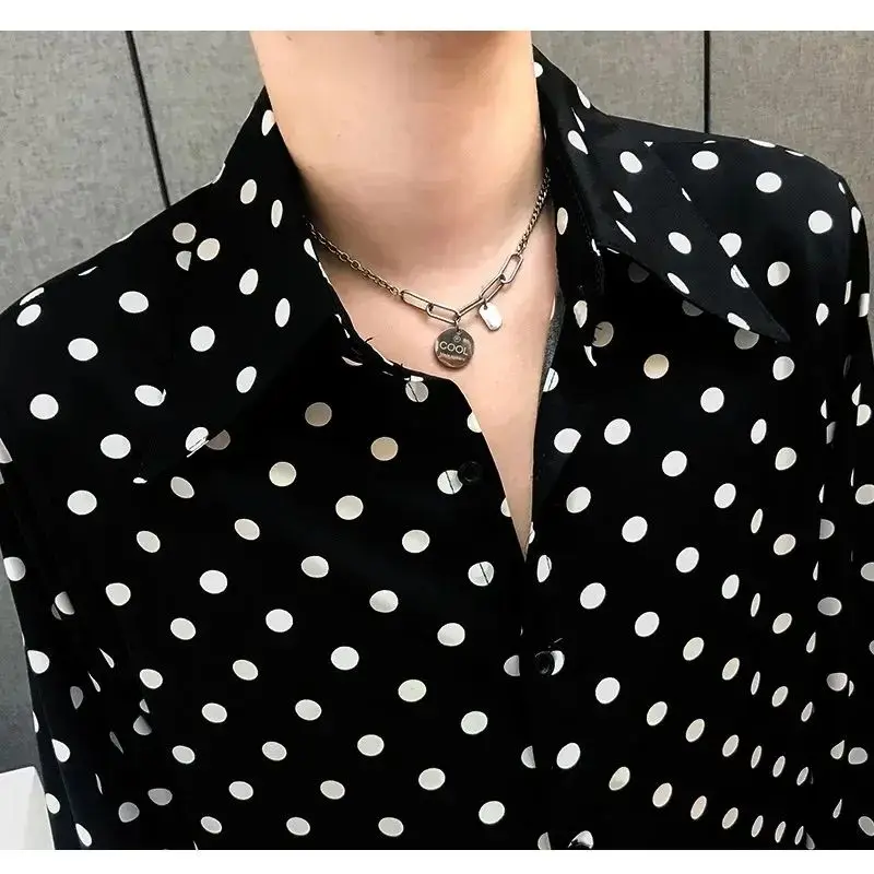 Мужская рубашка Bla White в горошек, весна-лето, тонкая, в стиле ретро, с длинным рукавом, не требующая глажки, универсальная, молодежная, повседневная одежда
Мужская рубашка Bla White в горошек, весна-лето, тонкая, в стиле ретро, с длинным рукавом, не требующая глажки, универсальная, молодежная, повседневная одежда