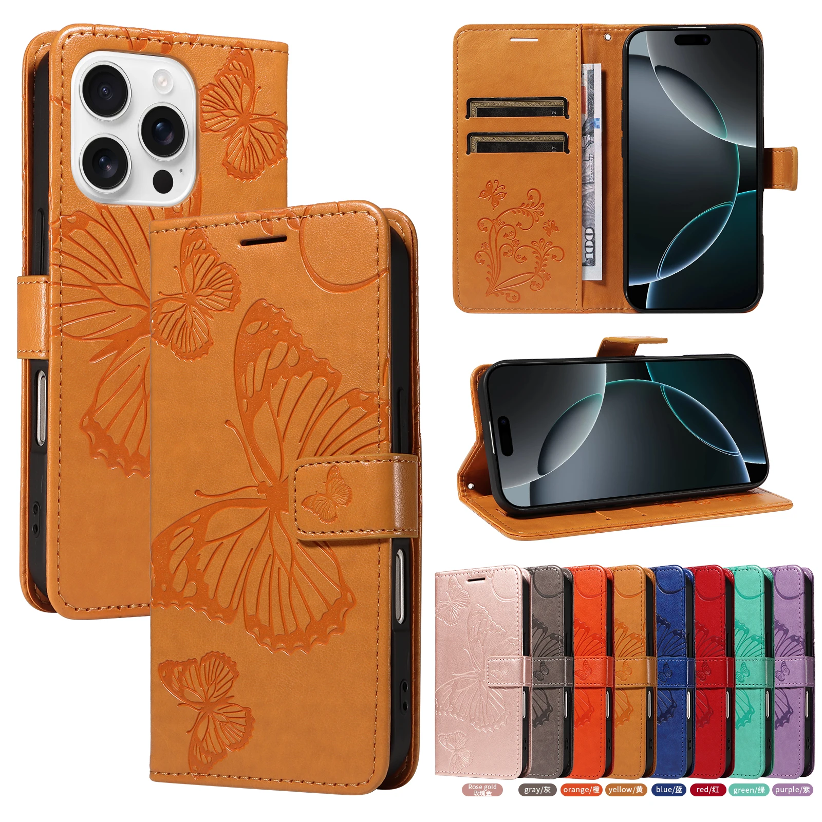 Phone Case Suitable For iPhone 14 15 Plus Pro Butterfly Embossed Design Leather Phone Case With Single Fold Folding Process
Phone Case Suitable For iPhone 14 15 Plus Pro Butterfly Embossed Design Leather Phone Case With Single Fold Folding Process