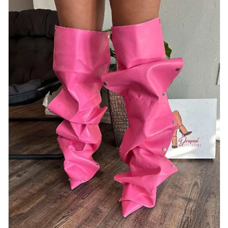 Pink Button Pointed Toe Knee-High Boots Woman Winter 2024 Metal Rivet Denim Two-Piece Stacked Long Boots Fashion Shoes for Women
Pink Button Pointed Toe Knee-High Boots Woman Winter 2024 Metal Rivet Denim Two-Piece Stacked Long Boots Fashion Shoes for Women
