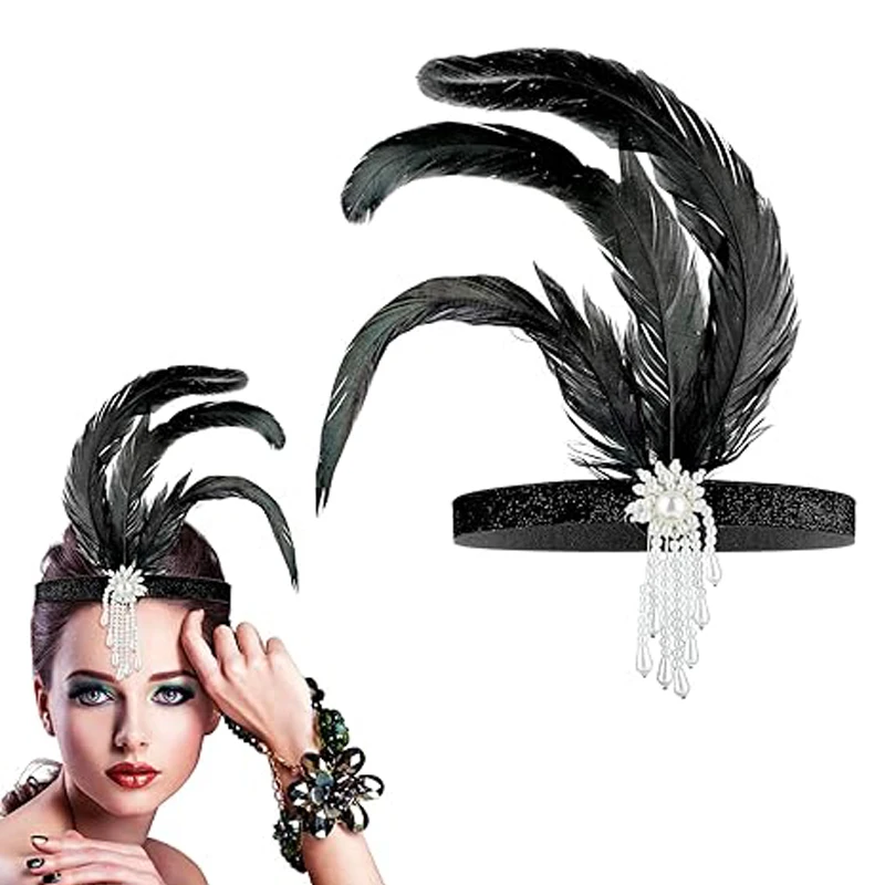 2pack Feather Headband 1920s Black Bling Feather Headpiece for Women Roaring Flapper Headband Gatsby Hair Accessorie
2pack Feather Headband 1920s Black Bling Feather Headpiece for Women Roaring Flapper Headband Gatsby Hair Accessorie