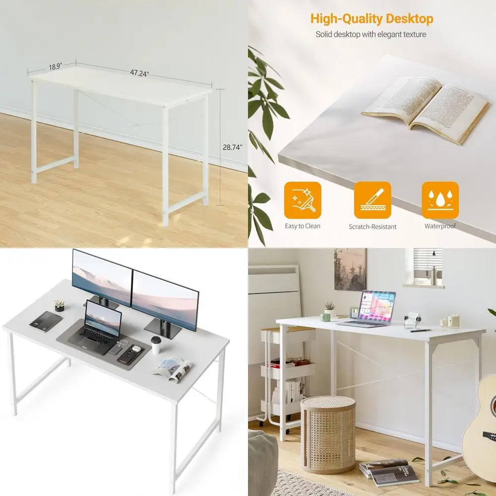 Compact 47 Home Office Desk for Small Spaces with Warm White Finish and Modern Simplicity
Compact 47 Home Office Desk for Small Spaces with Warm White Finish and Modern Simplicity