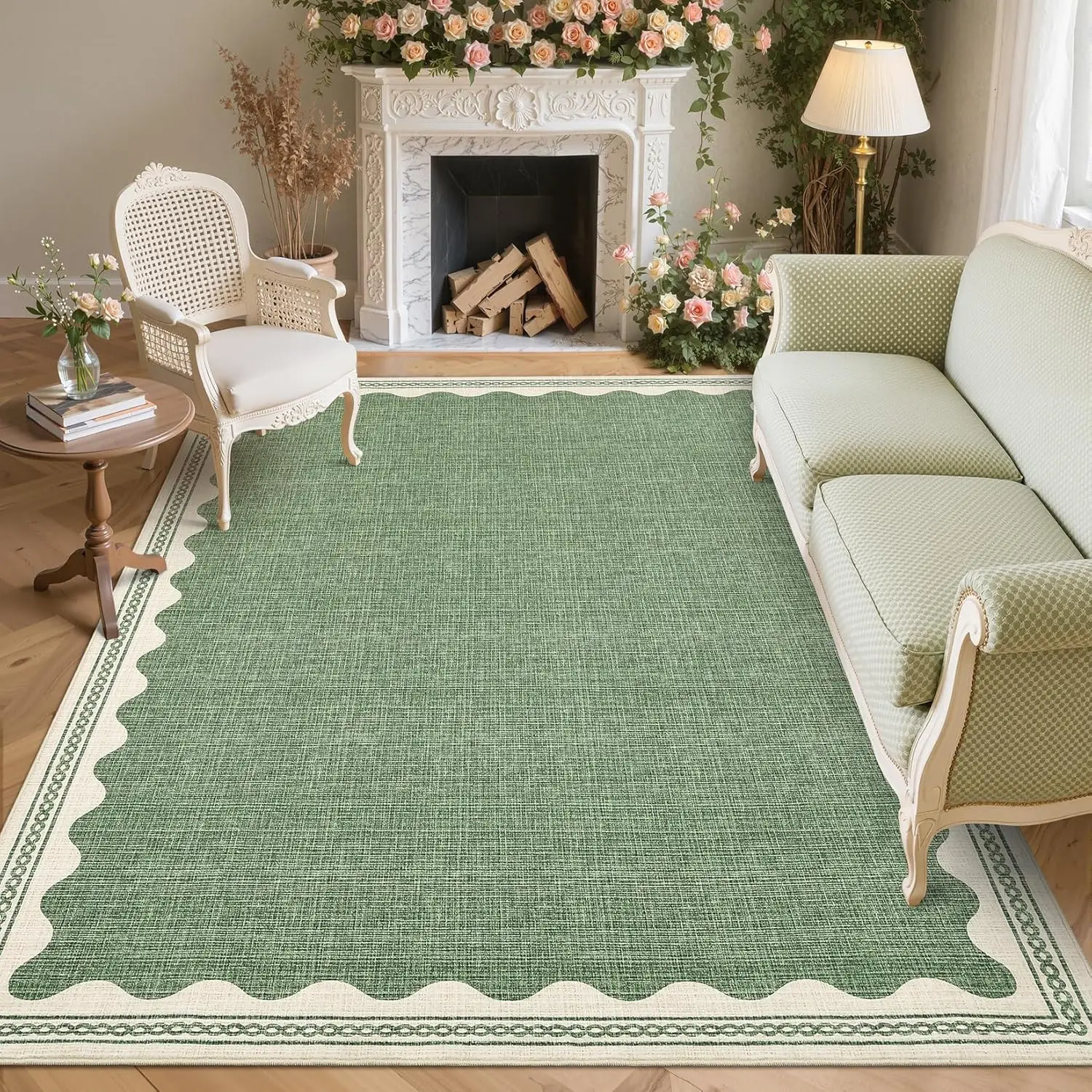 Scalloped Washable Rug 5x7, Sage Green Modern Low-Pile Carpet for Living Room Bedroom Dining Nursery Non-Slip Rubber Back
Scalloped Washable Rug 5x7, Sage Green Modern Low-Pile Carpet for Living Room Bedroom Dining Nursery Non-Slip Rubber Back