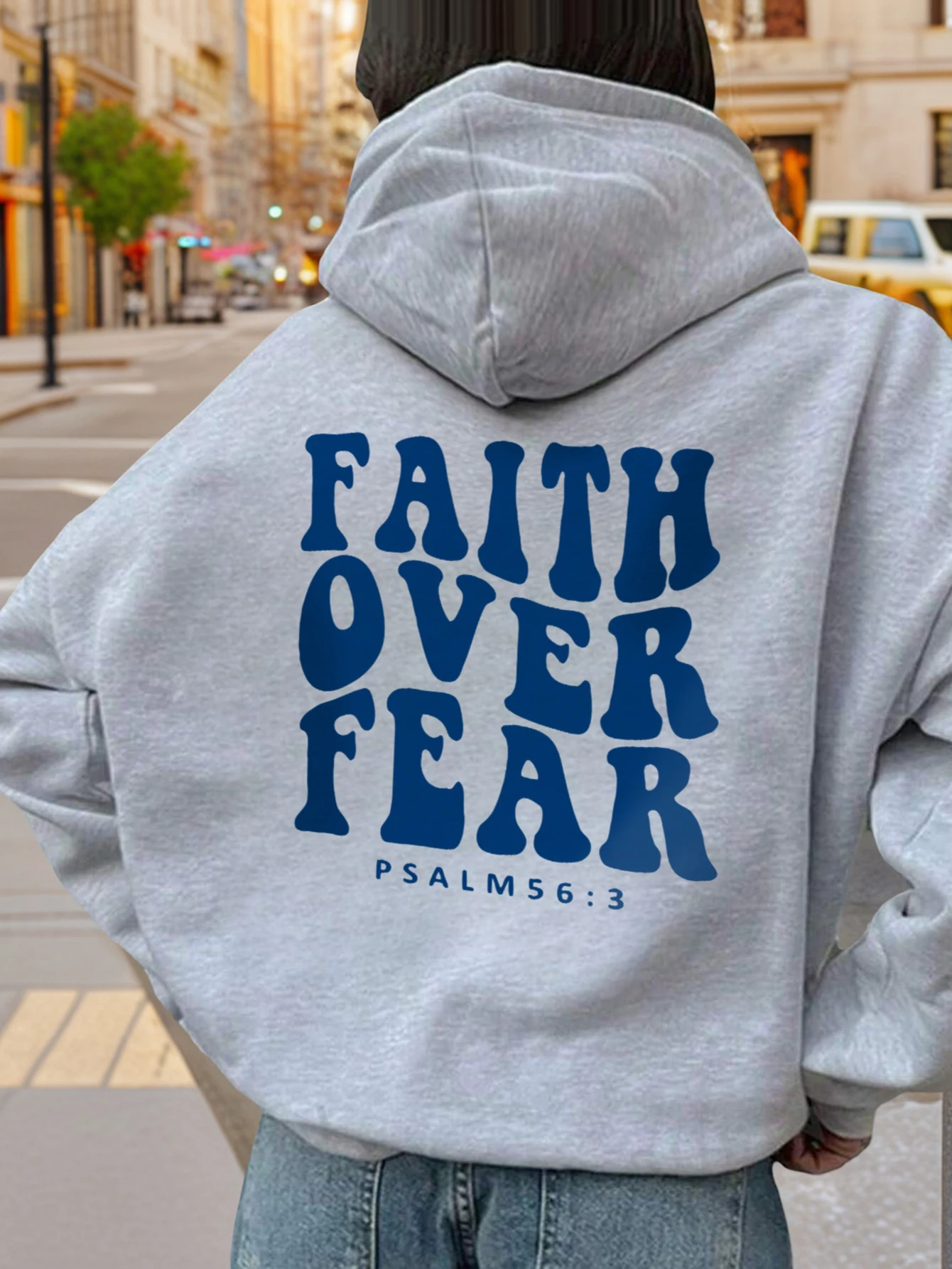Unisex Casual Graphic Print Pullover Hoodie with Faith Over Fear Design
Unisex Casual Graphic Print Pullover Hoodie with Faith Over Fear Design