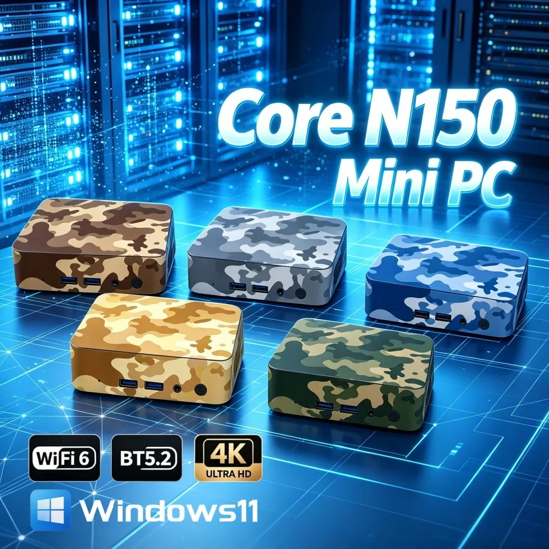 Stable Daily Use Camouflage Pocket Mini PC Intel Core N150 4K Output 16GB RAM 1TB/2TB SSD Windows11 WIFI6 BT5.2
Stable Daily Use Camouflage Pocket Mini PC Intel Core N150 4K Output 16GB RAM 1TB/2TB SSD Windows11 WIFI6 BT5.2
