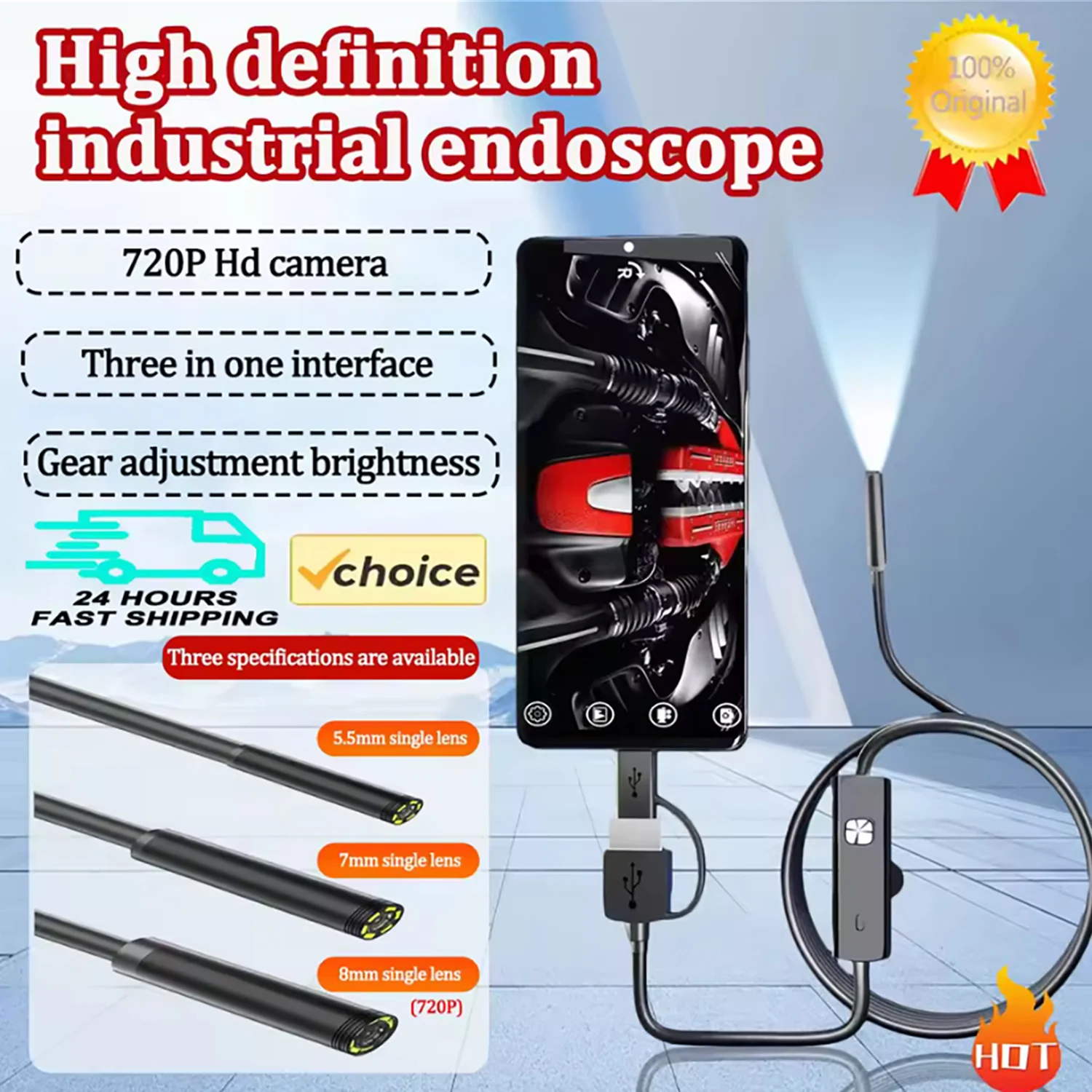 7MM 3 in 1 Type-C USB Endoscope Camera Waterproof 6 LED Adjustable USB Android Flexible Inspection Borescope Camera for Phone PC 
7MM 3 in 1 Type-C USB Endoscope Camera Waterproof 6 LED Adjustable USB Android Flexible Inspection Borescope Camera for Phone PC