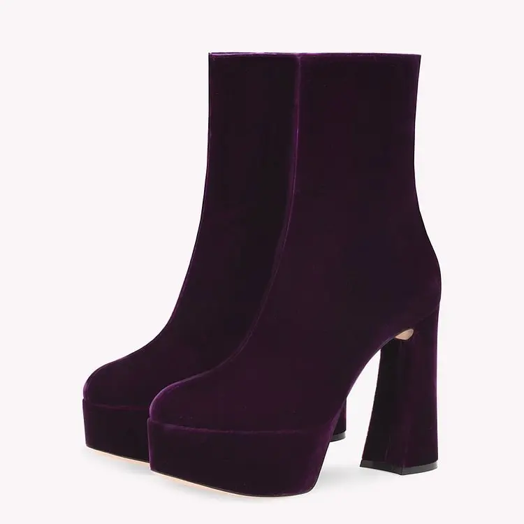 Purple Velvet Round Toe Chunky Heel Platform Booties for Women Sexy Classic Slip On Fashion Casual Shoes Autumn Spring New In
Purple Velvet Round Toe Chunky Heel Platform Booties for Women Sexy Classic Slip On Fashion Casual Shoes Autumn Spring New In