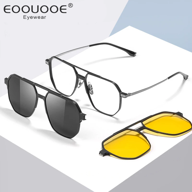 Polarized Clips Frame 1 Set Eyeglasses Men Prescription Sun Glasses Titanium Optical Crystal Myopia Lenses Night Driving Eyewear
Polarized Clips Frame 1 Set Eyeglasses Men Prescription Sun Glasses Titanium Optical Crystal Myopia Lenses Night Driving Eyewear