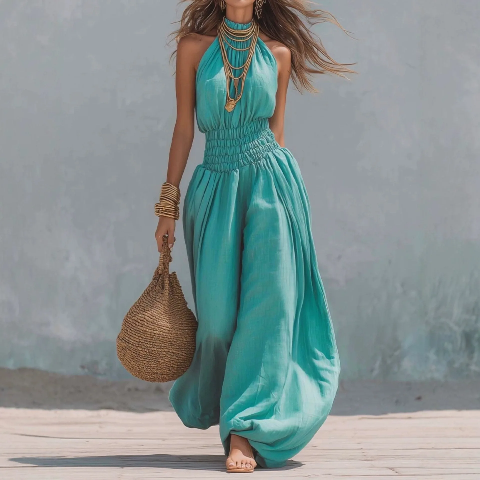 Summer Fashion Street-Style Sleeveless Halter-Light Lantern Pants Jumpsuit for Women
Summer Fashion Street-Style Sleeveless Halter-Light Lantern Pants Jumpsuit for Women