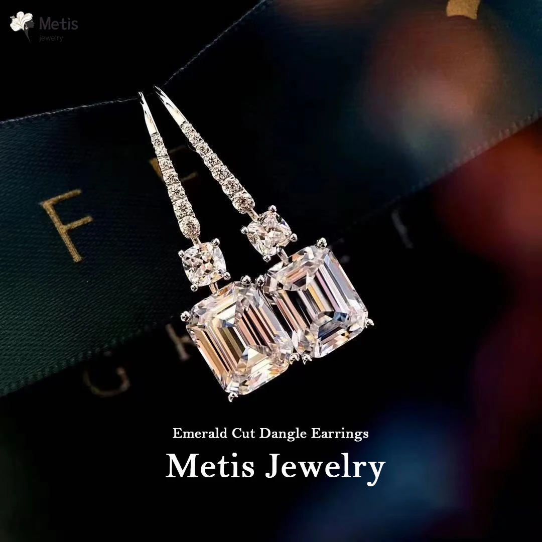 Emerald Cut Luxury 925 Sterling Silver High Carbon Diamond Gemstone White Gold Dangle Hook Earrings Fine Jewelry Gift Wholesale
Emerald Cut Luxury 925 Sterling Silver High Carbon Diamond Gemstone White Gold Dangle Hook Earrings Fine Jewelry Gift Wholesale