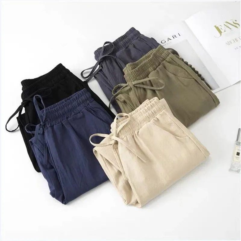 New Women Casual 2024 Spring Autumn Trousers Solid High Waist Cotton Linen Pants Ankle Length Harem Pants korean streetwear
New Women Casual 2024 Spring Autumn Trousers Solid High Waist Cotton Linen Pants Ankle Length Harem Pants korean streetwear
