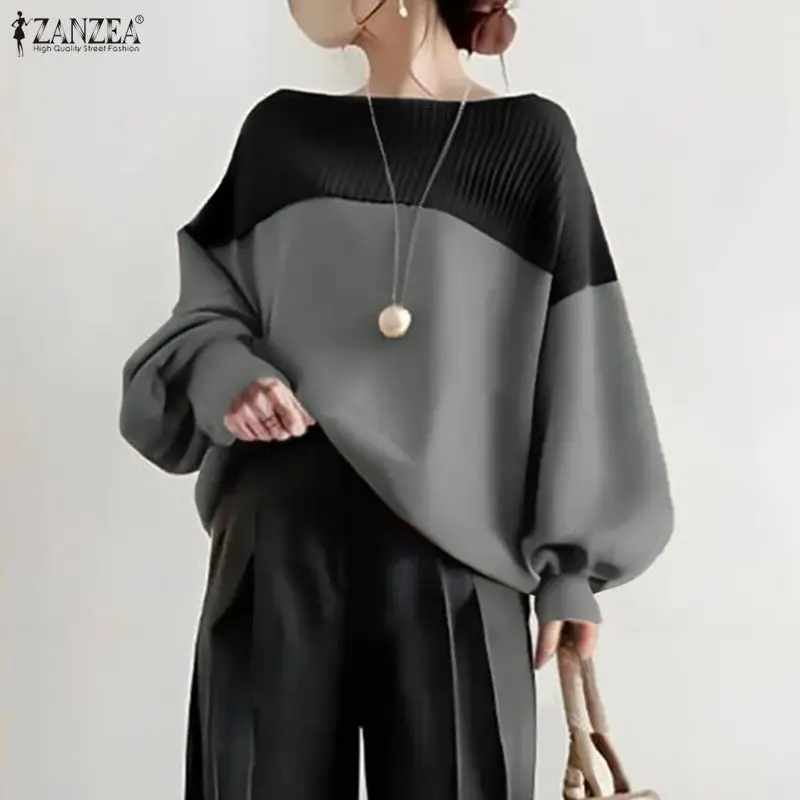 ZANZEA модные толстовки контрастного цвета женские осенние с вырезом лодочкой и рукавами-фонариками в рубчик в стиле пэчворк свободные пуловеры женская одежда
ZANZEA модные толстовки контрастного цвета женские осенние с вырезом лодочкой и рукавами-фонариками в рубчик в стиле пэчворк свободные пуловеры женская одежда