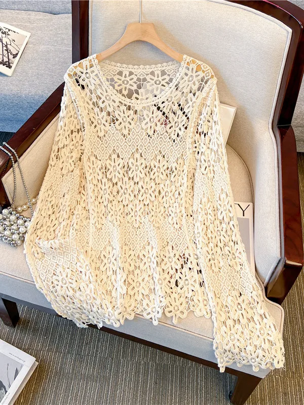 plus Size Women's Knitted Long Sleeve T-Shirt Bohemian Hollow out Overalls Layering Top Summer Cotton Blend round Neck
plus Size Women's Knitted Long Sleeve T-Shirt Bohemian Hollow out Overalls Layering Top Summer Cotton Blend round Neck