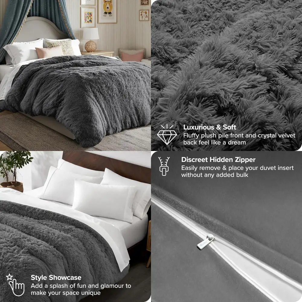 Plush Queen Size Shaggy Duvet Cover - Soft & Luxurious - Grey with Hidden Zipper - All-Season Bedding
Plush Queen Size Shaggy Duvet Cover - Soft & Luxurious - Grey with Hidden Zipper - All-Season Bedding