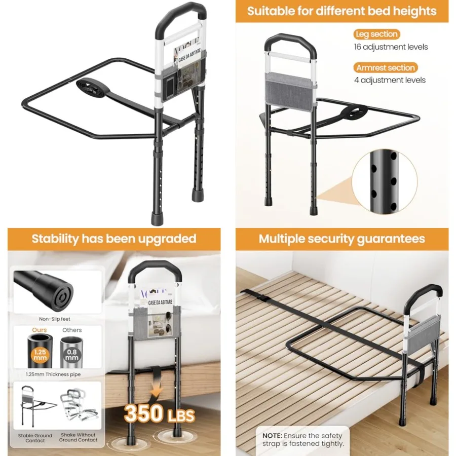 Bed Rails for Elderly Adults Safety, SGS Tested and ASTM Compliant, 350lbs Support, Tool-Free Setup, Wider Contact Base for Enh
Bed Rails for Elderly Adults Safety, SGS Tested and ASTM Compliant, 350lbs Support, Tool-Free Setup, Wider Contact Base for Enh