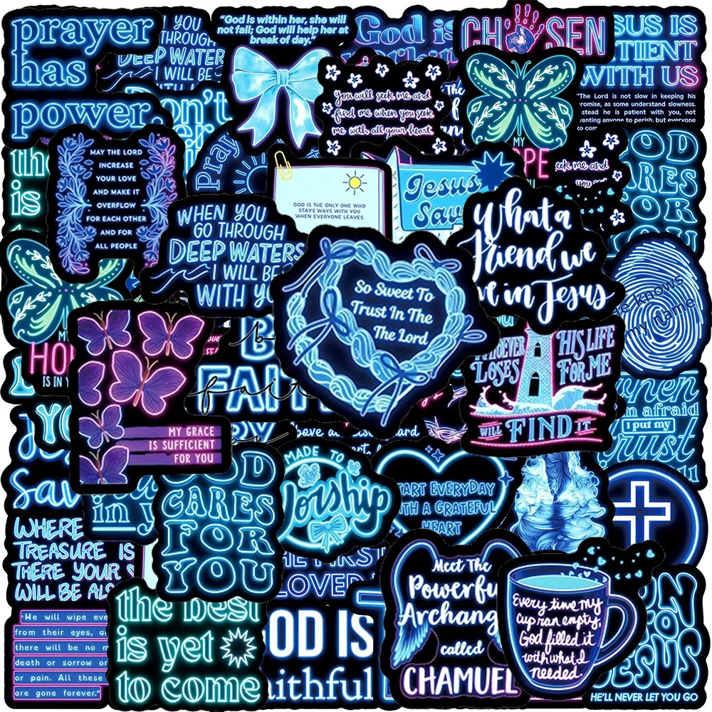 10/30/50pcs Cute Neon Blue Bible Inspirational Stickers Cartoon Decals DIY Luggage Stationery Phone Waterproof Aesthetic Sticker
10/30/50pcs Cute Neon Blue Bible Inspirational Stickers Cartoon Decals DIY Luggage Stationery Phone Waterproof Aesthetic Sticker