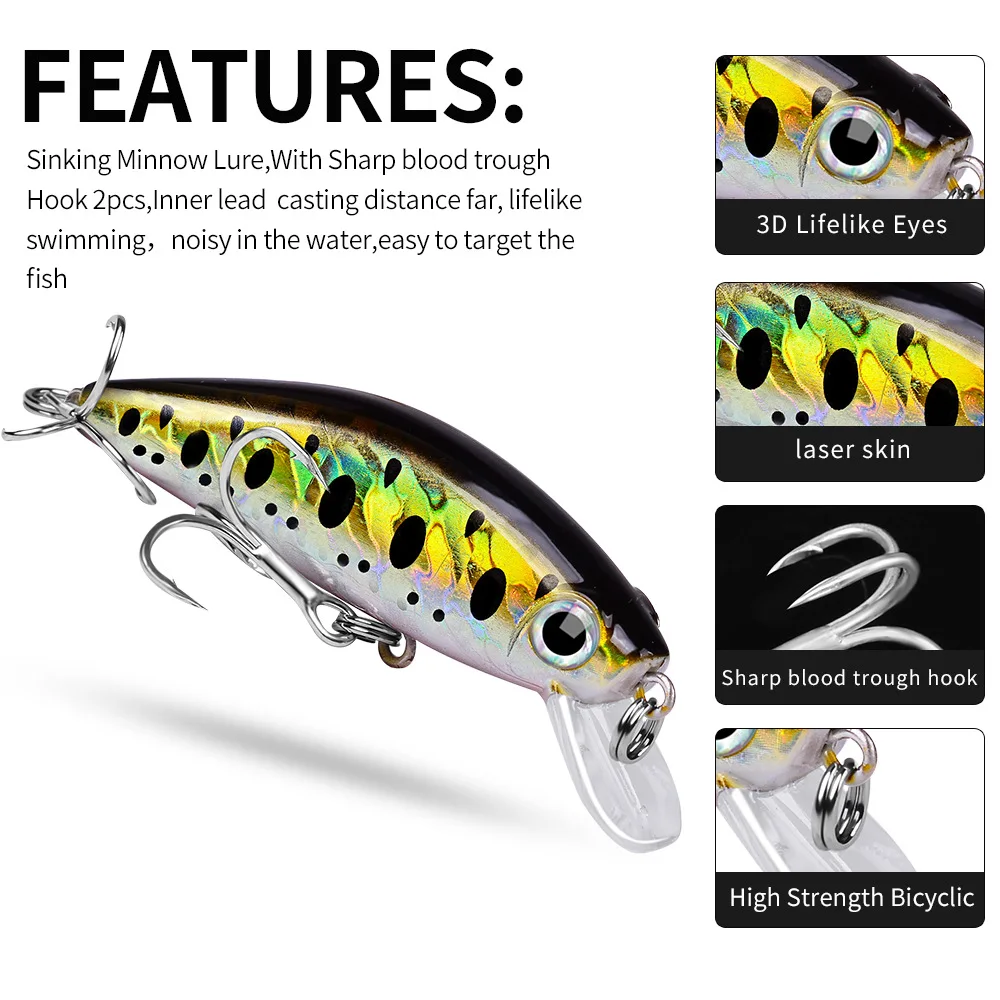 1PCS 3g 4.5cm Hard Artificial Minnow Lure 12-Color Crankbait Fishing Bait with 12# Treble Hook DW489 for Freshwater & Saltwater
1PCS 3g 4.5cm Hard Artificial Minnow Lure 12-Color Crankbait Fishing Bait with 12# Treble Hook DW489 for Freshwater & Saltwater