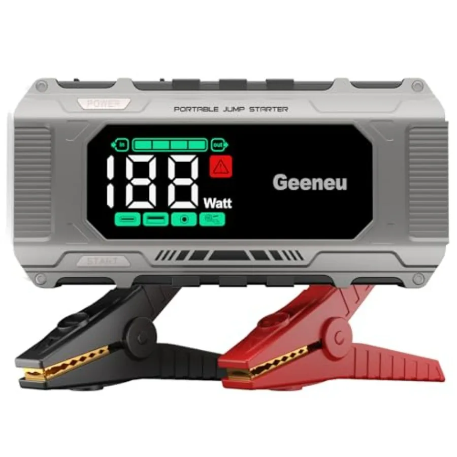 Portable 12V Car Battery Charger Jump Starter 8000A with PD 65W Quick Charger 150W DC Output Large Screen Display LED Lights fo
Portable 12V Car Battery Charger Jump Starter 8000A with PD 65W Quick Charger 150W DC Output Large Screen Display LED Lights fo