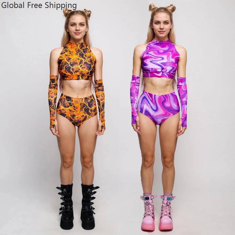 Lava Print Rose Glow Carnival Set Women's Halloween Party Checkered Sleeveless Crop Top High-waisted Shorts Bodysuit Set 2026
Lava Print Rose Glow Carnival Set Women's Halloween Party Checkered Sleeveless Crop Top High-waisted Shorts Bodysuit Set 2026