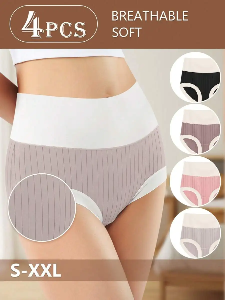 4 Pcs Womens High Waist Cotton Underwear Soft Breathable Briefs
4 Pcs Womens High Waist Cotton Underwear Soft Breathable Briefs