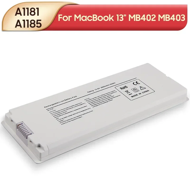 A1181 A1185 Сменная батарея для MacBook 13 дюймов MB402 MB403 MA566FE/A MB881LL/A 59 Втч
A1181 A1185 Сменная батарея для MacBook 13 дюймов MB402 MB403 MA566FE/A MB881LL/A 59 Втч