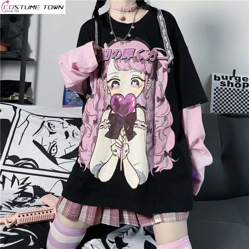 Spring/Summer New Japanese Cartoon Printed Loose Fake Two piece Long sleeved T-shirt Ins Trendy
Spring/Summer New Japanese Cartoon Printed Loose Fake Two piece Long sleeved T-shirt Ins Trendy
