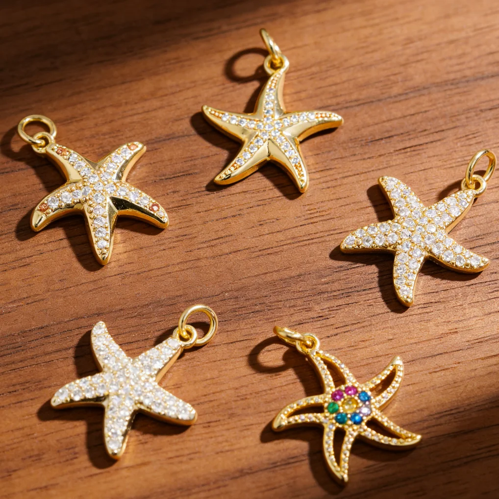 4Pcs Pendants Gold Plated Sparkling Colorful Zirconia Geometric Starfish Hollow Charms for DIY Jewelry Making Necklace Bracelet
4Pcs Pendants Gold Plated Sparkling Colorful Zirconia Geometric Starfish Hollow Charms for DIY Jewelry Making Necklace Bracelet
