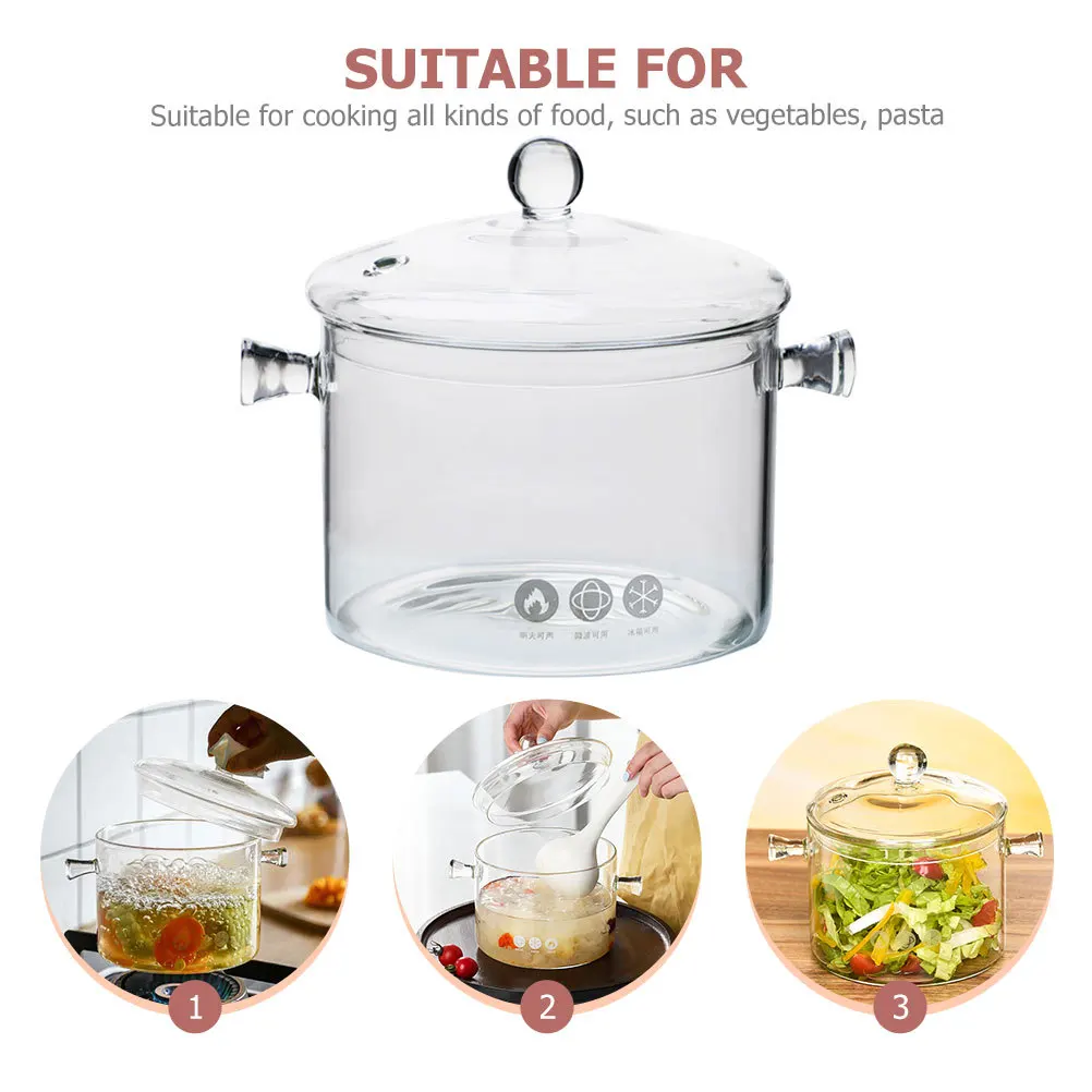Clear Glass Soup Pot Heat Resistant with Lid for Instant Noodles and Sauces Glass Stew Pot Kitchenware Home for Stove
Clear Glass Soup Pot Heat Resistant with Lid for Instant Noodles and Sauces Glass Stew Pot Kitchenware Home for Stove