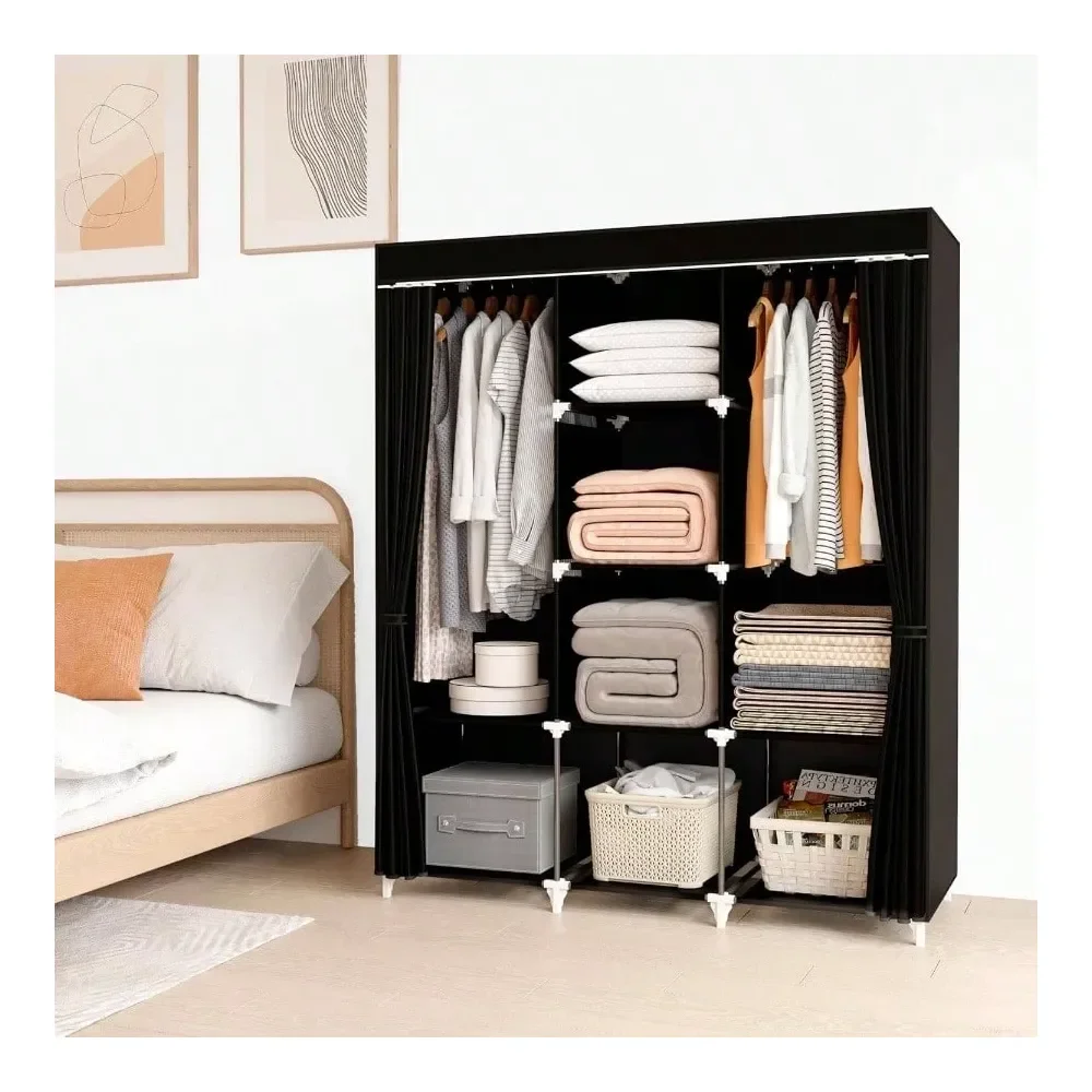 Closet, 51 Inch Wardrobe Closet Hanging Clothes With 2 Hanging Rods, 8 Storage Organizer Shelves Bedroom, Durable And Easy To A
Closet, 51 Inch Wardrobe Closet Hanging Clothes With 2 Hanging Rods, 8 Storage Organizer Shelves Bedroom, Durable And Easy To A