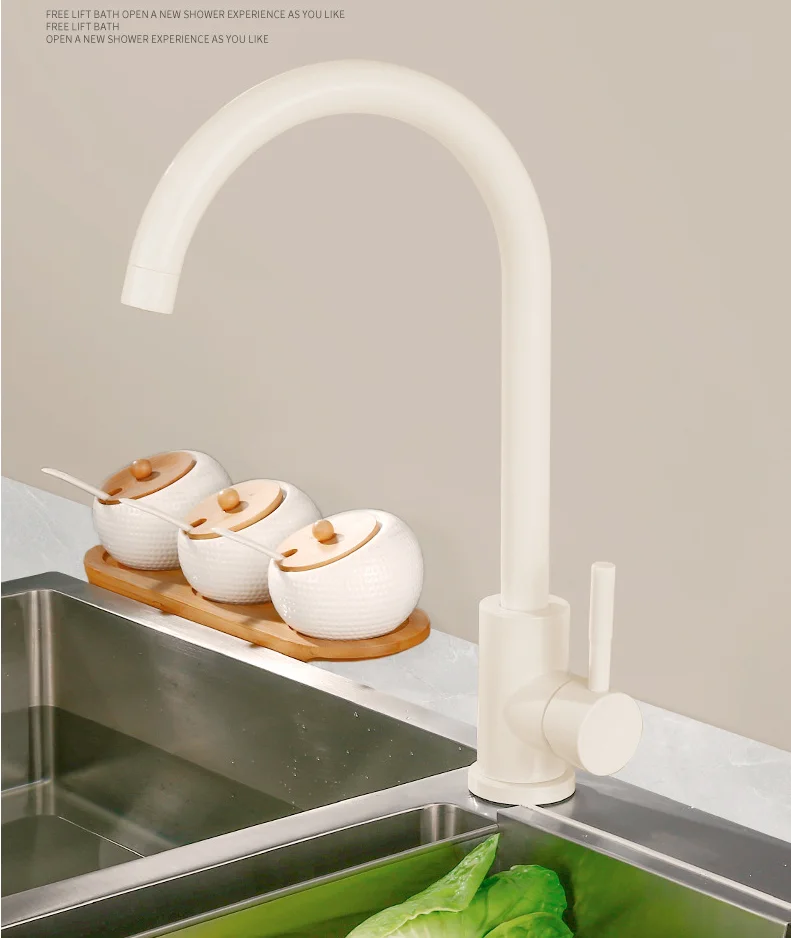 Кремово-белый смеситель для горячей и холодной воды для бытовой мойки из нержавеющей стали 304, 360° ° вращающийся смеситель
Кремово-белый смеситель для горячей и холодной воды для бытовой мойки из нержавеющей стали 304, 360° ° вращающийся смеситель