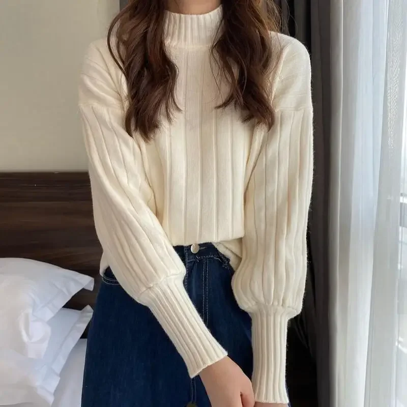 Pullovers Women Sweaters Mock Neck Knitted Tops Jumpers Spring Streetwear Casual Loose Elegant Knit Top Autumn Winter 2025
Pullovers Women Sweaters Mock Neck Knitted Tops Jumpers Spring Streetwear Casual Loose Elegant Knit Top Autumn Winter 2025