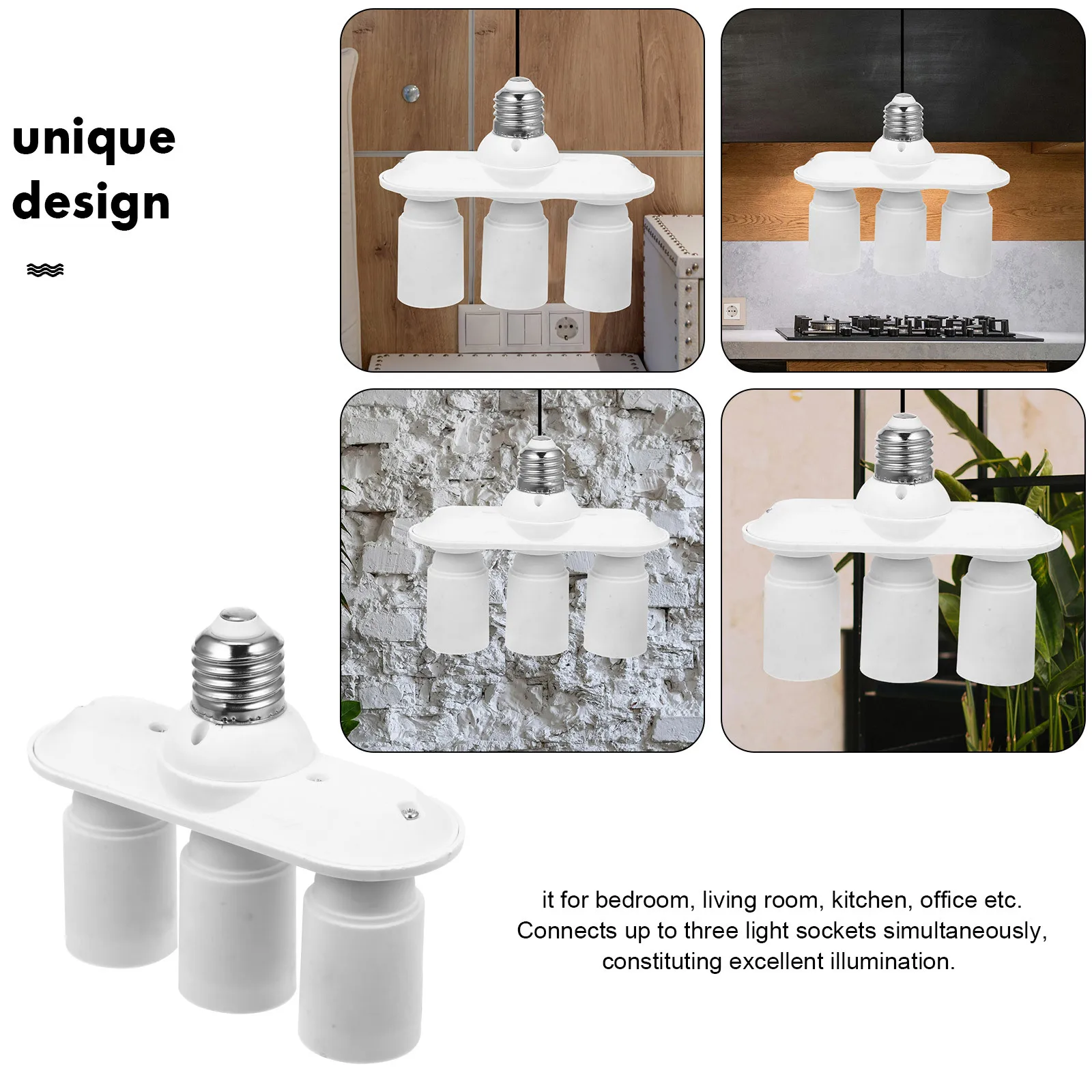 E27 Lamp Socket Converter 3-Way Light Bulb Splitter Adapter for Bedroom Living Room Kitchen Office Illumination Expansion Tool
E27 Lamp Socket Converter 3-Way Light Bulb Splitter Adapter for Bedroom Living Room Kitchen Office Illumination Expansion Tool