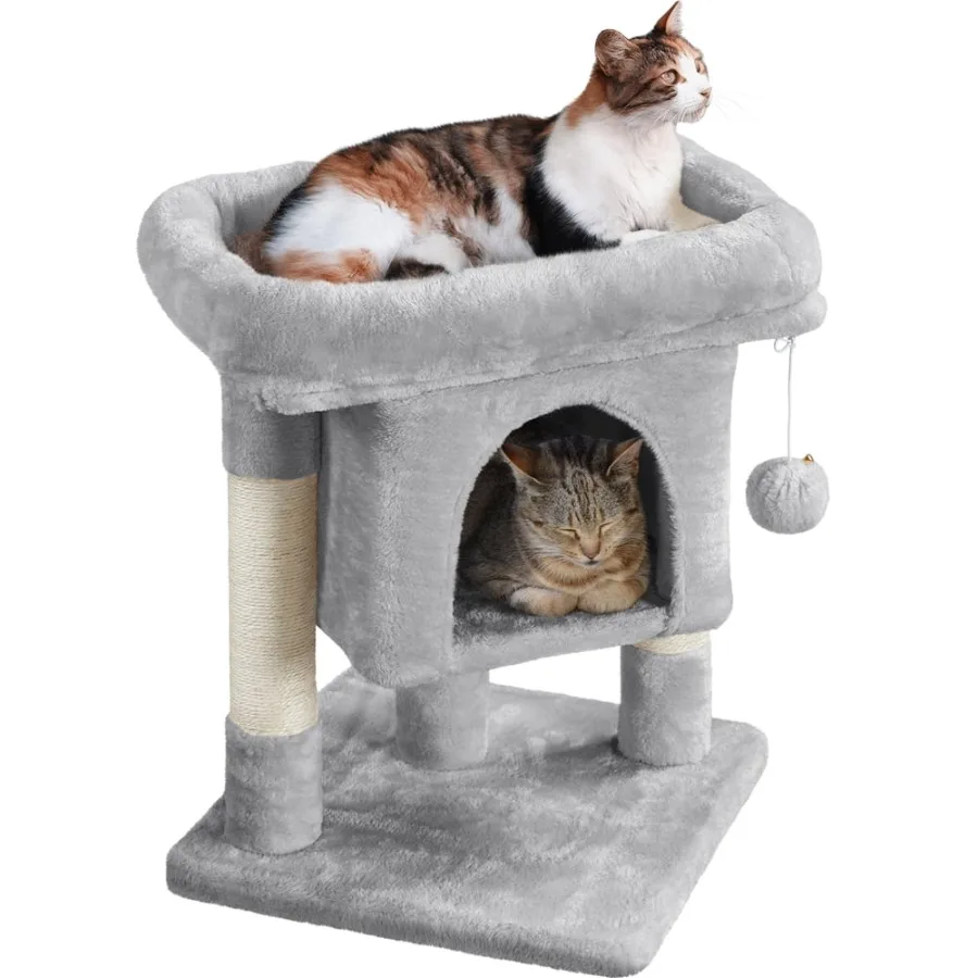 23in 2-Level Cat Tree Condo with Scratch Posts Light Gray
23in 2-Level Cat Tree Condo with Scratch Posts Light Gray