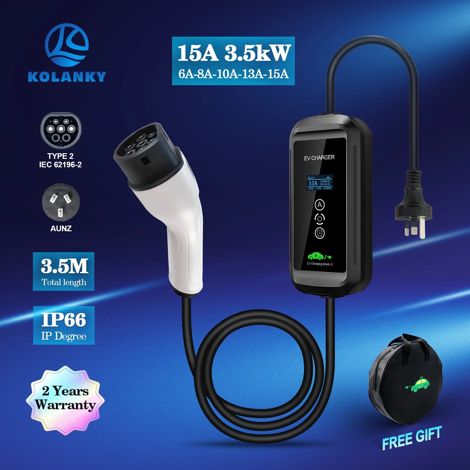 Зарядное устройство для электромобилей Type2 IEC62196-2 16A 3,6 кВт Tuya APP Портативный зарядный кабель EVSE Type1 SAE J1772 AUNZ Plug Wallbox для электромобиля 
Зарядное устройство для электромобилей Type2 IEC62196-2 16A 3,6 кВт Tuya APP Портативный зарядный кабель EVSE Type1 SAE J1772 AUNZ Plug Wallbox для электромобиля