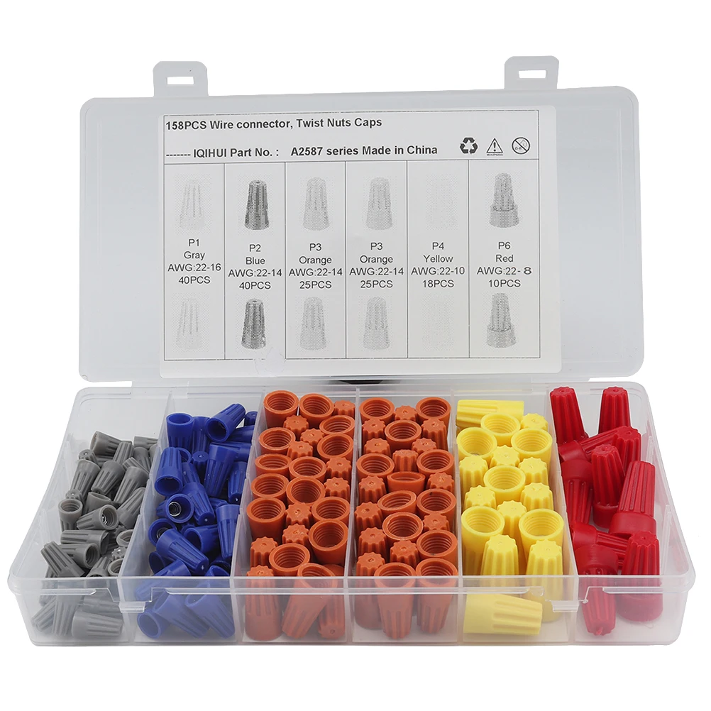 158pcs Wire Connector Set Electrical Screw Terminal Spring Insert Nuts Cap Reusable PVC Suitable Various Wire Gauges
158pcs Wire Connector Set Electrical Screw Terminal Spring Insert Nuts Cap Reusable PVC Suitable Various Wire Gauges