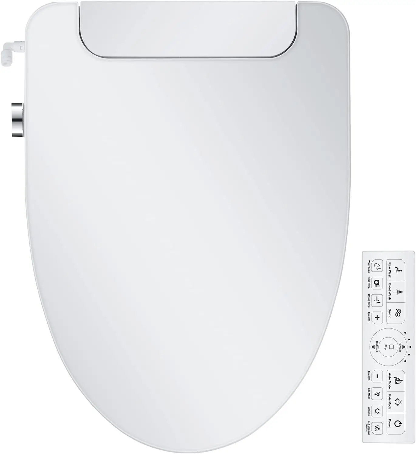 Electric Bidet Toilet Seat with Warm Water, Air Dryer, Heated Seat, Adjustable Temperature, LED Light, Remote
Electric Bidet Toilet Seat with Warm Water, Air Dryer, Heated Seat, Adjustable Temperature, LED Light, Remote