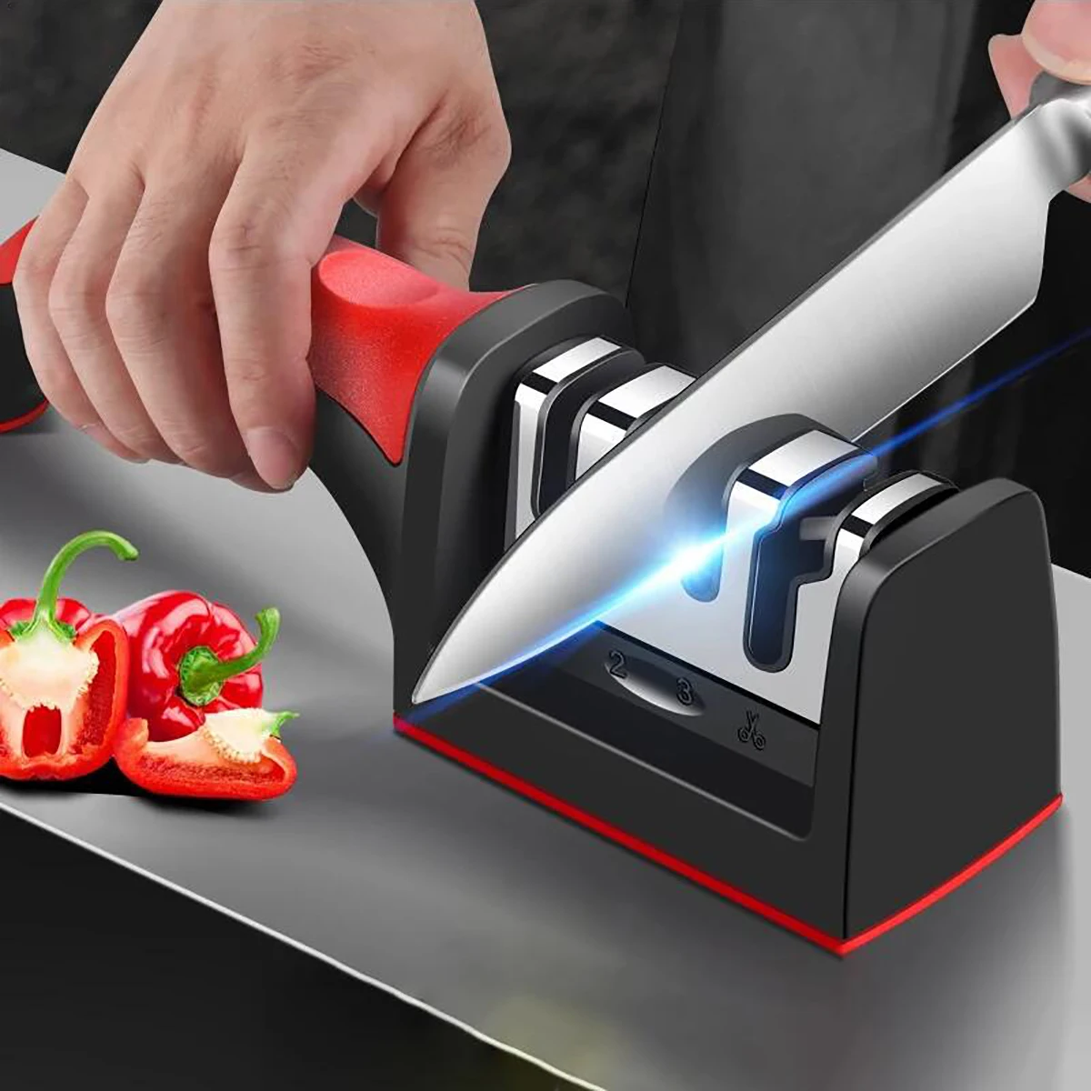 Professional Knife Sharpener Knives Messer Handheld Multi-function 3/4 Stages Type Quick Sharpening Tool With Non-slip Base
Professional Knife Sharpener Knives Messer Handheld Multi-function 3/4 Stages Type Quick Sharpening Tool With Non-slip Base