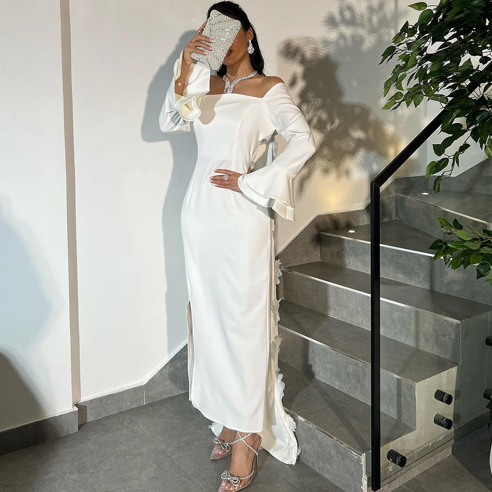 Flechazo Flare Long Sleeves Evening Dress Ankle Length Straight Side Slit with 3D Flowers Floor Length Train Wedding Party Gowns
Flechazo Flare Long Sleeves Evening Dress Ankle Length Straight Side Slit with 3D Flowers Floor Length Train Wedding Party Gowns