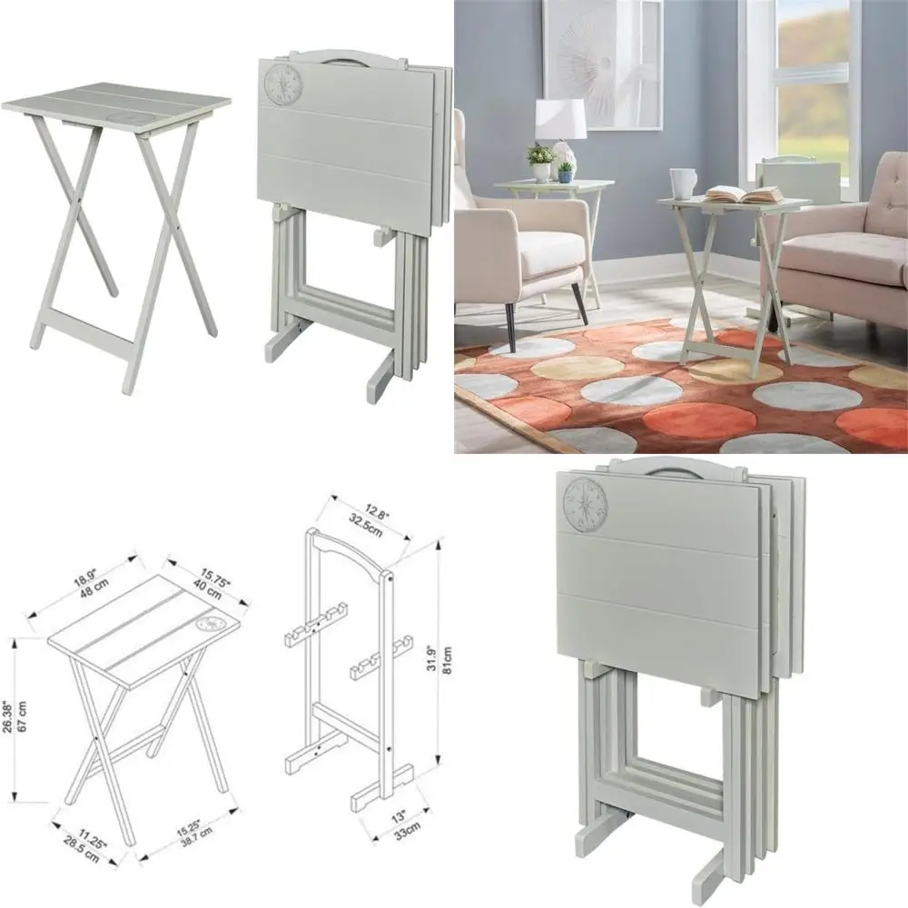 Riverbay Furniture 5-Piece Compass Print TV Stand Set with Light Gray Wood Folding Tray Tables
Riverbay Furniture 5-Piece Compass Print TV Stand Set with Light Gray Wood Folding Tray Tables