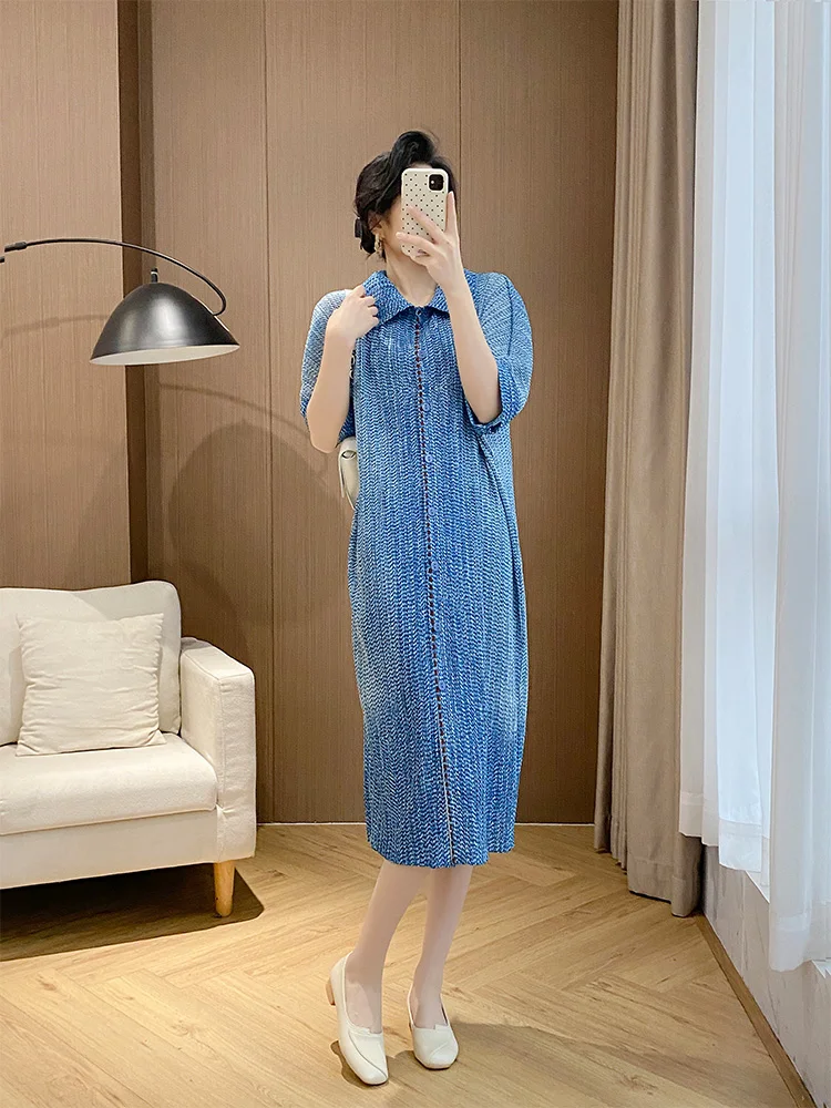 Casual Loose Short Sleeve Collar Pure Color Summer Dress Three Houses Art Creation High Waist A-Line Skirt Polyester Fiber
Casual Loose Short Sleeve Collar Pure Color Summer Dress Three Houses Art Creation High Waist A-Line Skirt Polyester Fiber