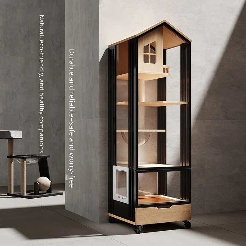 Luxury Wooden Cat Villa with Integrated Litter Box for Cats,Space-Saving Indoor MultiLevel Catio,FullView Design,Small Apartment
Luxury Wooden Cat Villa with Integrated Litter Box for Cats,Space-Saving Indoor MultiLevel Catio,FullView Design,Small Apartment